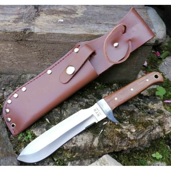 FOX Outdoor BW PARATROOPER Messer Outdoormesser Holzgriff Solide Lederscheide