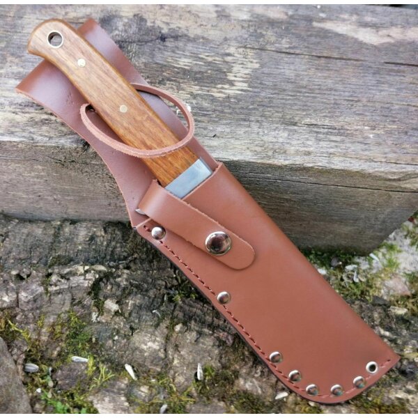 FOX Outdoor BW PARATROOPER Messer Outdoormesser Holzgriff Solide Lederscheide