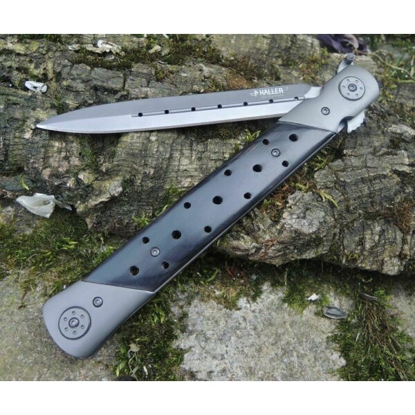 Haller Messer XXL Stiletto Messer einseitig geschliffen Taschenmesser
