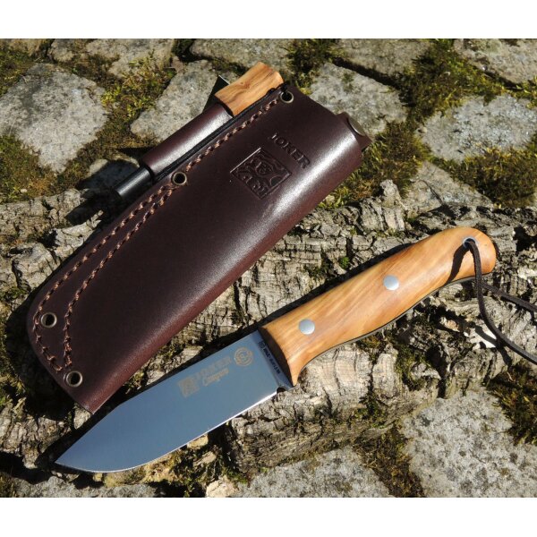Joker Campero BS-9 K720 Olivenholz Braun inkl. Feuerstarter Lederscheide