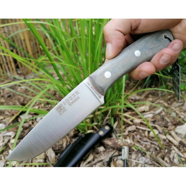 Joker Montanero 14C28N Micarta Grün inkl. Feuerstarter Lederscheide