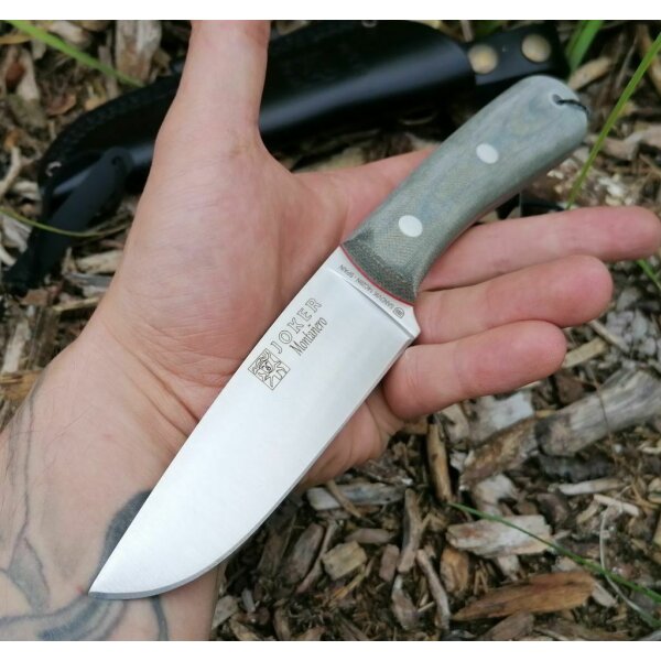 Joker Montanero 14C28N Micarta Grün inkl. Feuerstarter Lederscheide