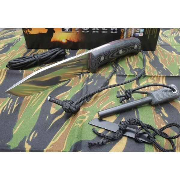 Joker Nomad N695 Micarta Schwarz inkl. Feuerstarter Paracord Lederscheide