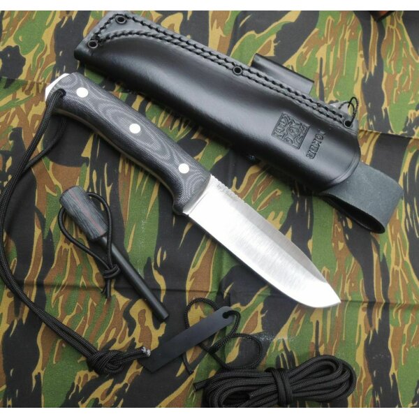 Joker Nomad N695 Micarta Schwarz inkl. Feuerstarter Paracord Lederscheide
