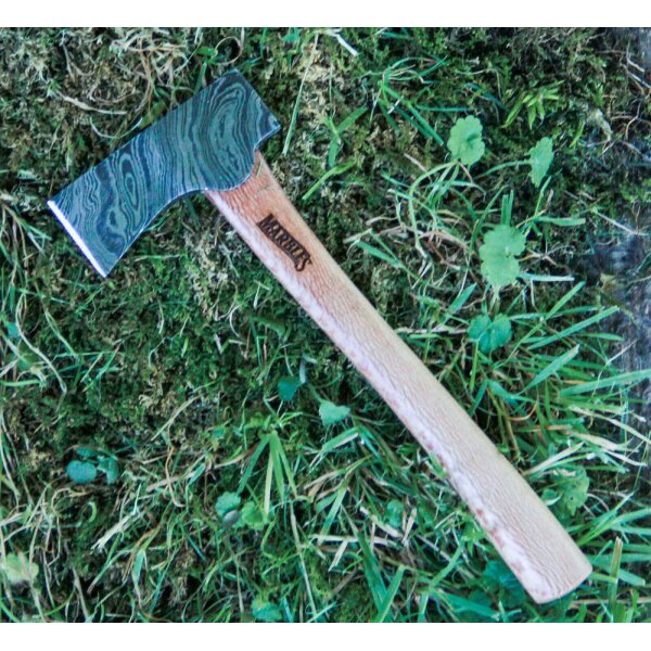 Marbles MINI AXE DAMASCUS Mini Axt Winziges Beil Holzgriff Lederscheide Gimmick