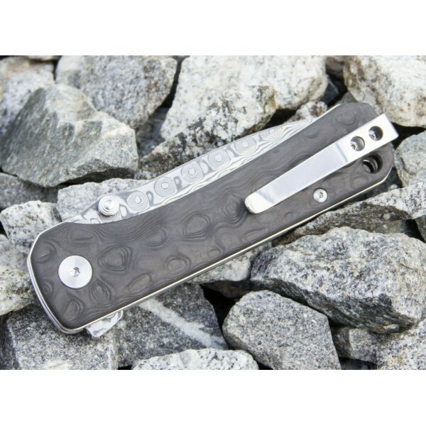 QSP Knife HAWK DAMASCUS QS131A Messer Damaststahl Kohlefasergriff Folder