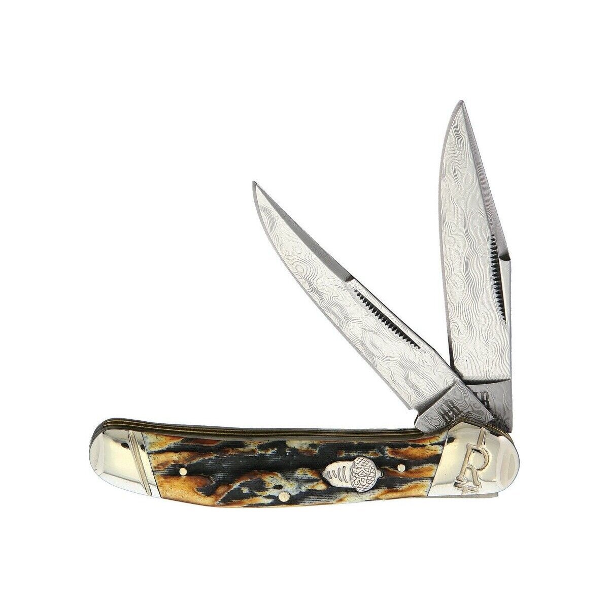 Rough Ryder Rider COPPERHEAD CINNAMON STAG Trapper Damaststahl Knoche ...