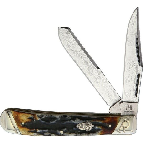 Rough Ryder Rider TRAPPER CINNAMON STAG Trapper Damaststahl Knochengriff Bone Taschenmesser