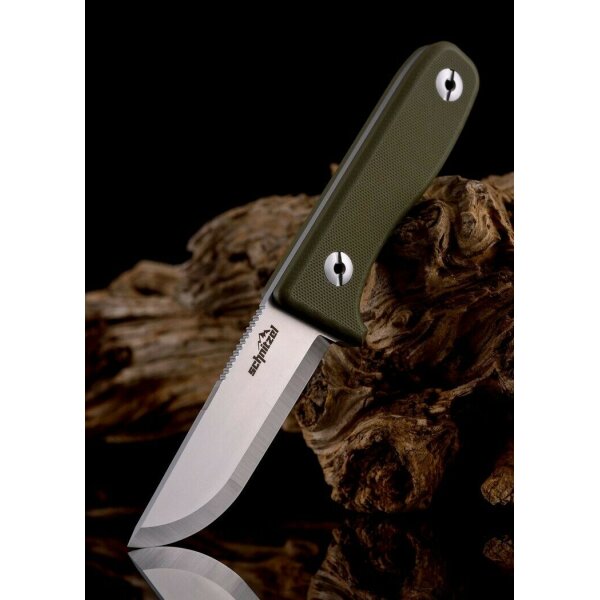 Schnitzel DU Messer Kindermesser Schnitzmesser 14C28N Stahl G10 Kydex GRÜN