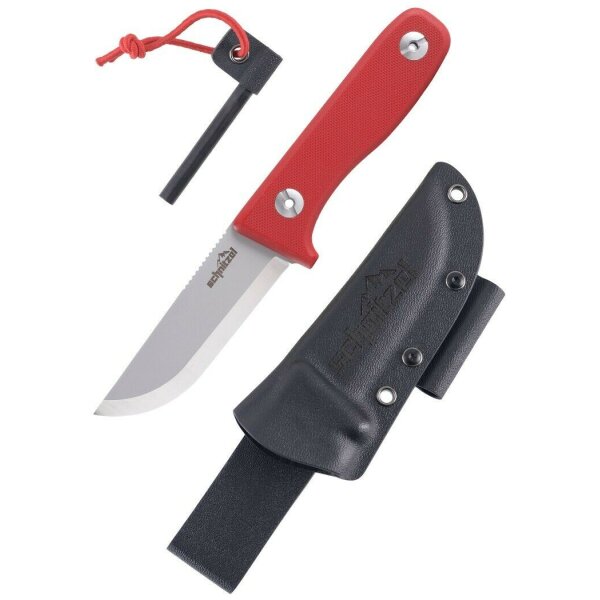Schnitzel DU Messer Kindermesser Schnitzmesser 14C28N Stahl G10 Kydex ROT
