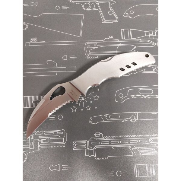 Spyderco Crossbill Serrated 8Cr13MoV Edelstahl Silber 01SP1007PS