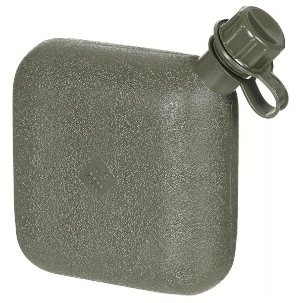 US Feldflasche eckig mit Hülle 2 Qt 1,89 Liter Volumen Army BW Trinkflasche oliv 33239B