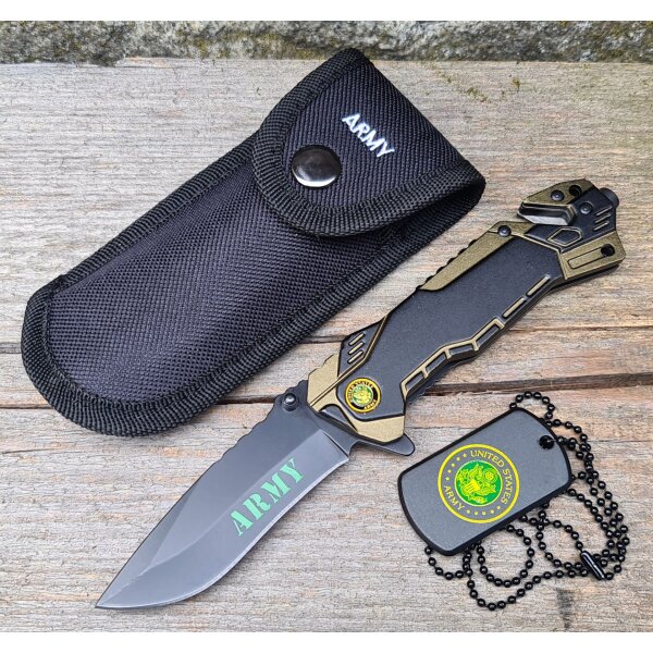 Albainox ARMY Messer Rettungsmesser Gurtschneider Glasbrecher + Etui