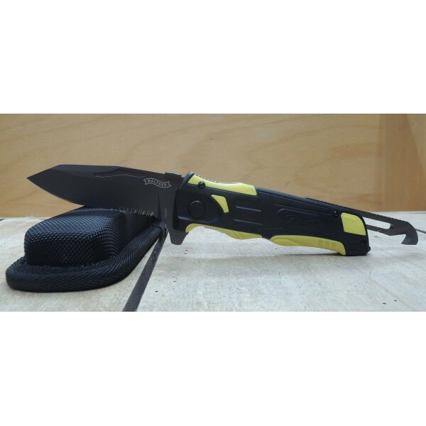 Walther RK2  Knife yellow Messer Rettungsmesser 12C27 Sandvik Stahl + Etui