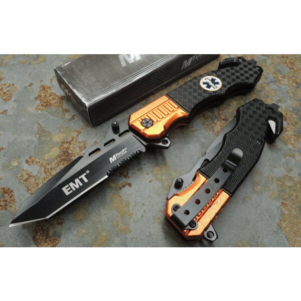 MTECH USA Ems Messer Taschenmesser Emergency Rescue Knife Rettungsmesser MT740EM