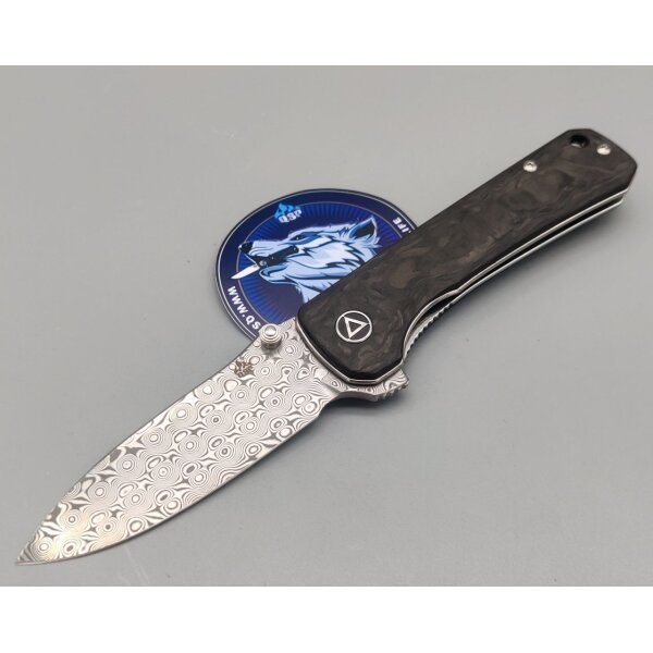 QSP Knife HAWK Damast QS131-E Messer Damastmesser Taschenmesser Carbon Griff