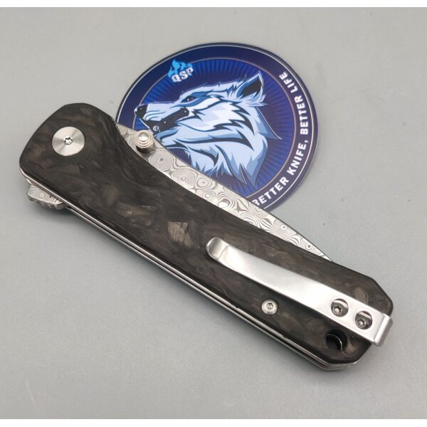 QSP Knife HAWK Damast QS131-E Messer Damastmesser Taschenmesser Carbon Griff