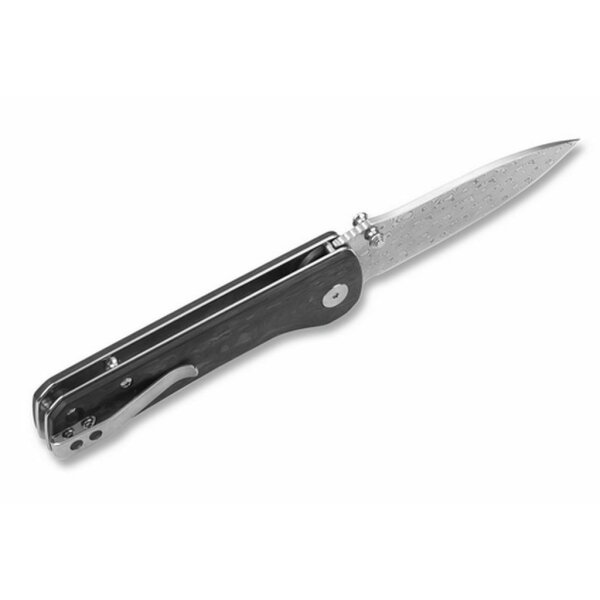 QSP Knife HAWK Damast QS131-E Messer Damastmesser Taschenmesser Carbon Griff