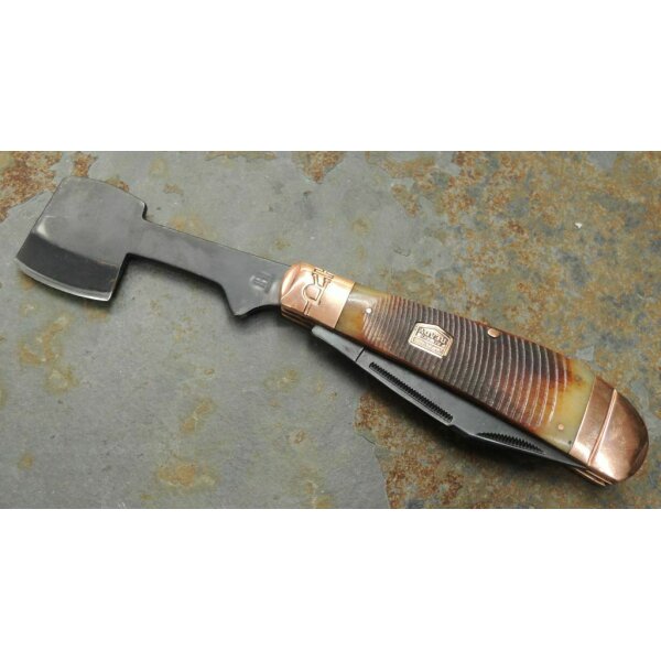 Rough Ryder Rider BACKWOODS BUSHCRAFTER Trapper HACKSAW Taschenmesser Knochengriff