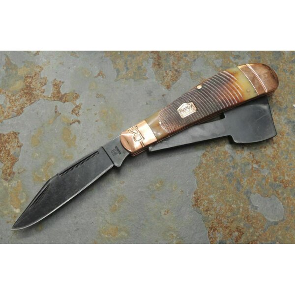 Rough Ryder Rider BACKWOODS BUSHCRAFTER Trapper HACKSAW Taschenmesser Knochengriff
