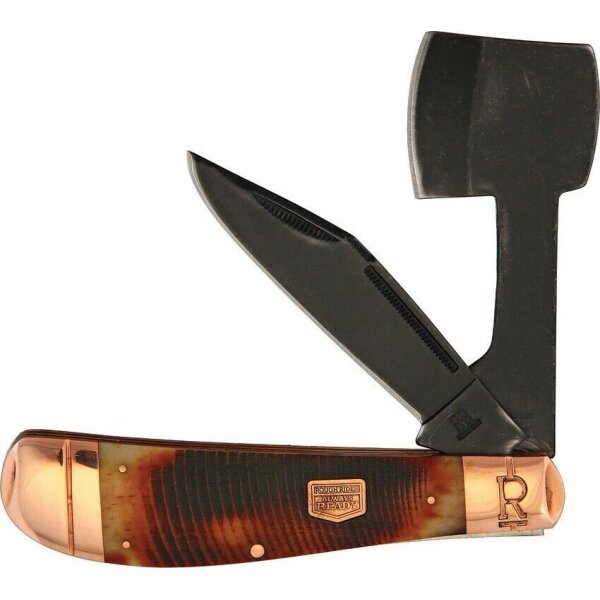 Rough Ryder Rider BACKWOODS BUSHCRAFTER Trapper HACKSAW Taschenmesser Knochengriff