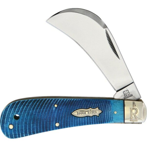 Rough Ryder Rider BLACK & BLUE HAWKBILL Slipjoint Gärtnermesser Knochengriff