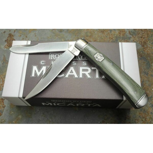Rough Ryder Rider GREEN MICARTA TRAPPER Taschenmesser Canvas Micartagriff