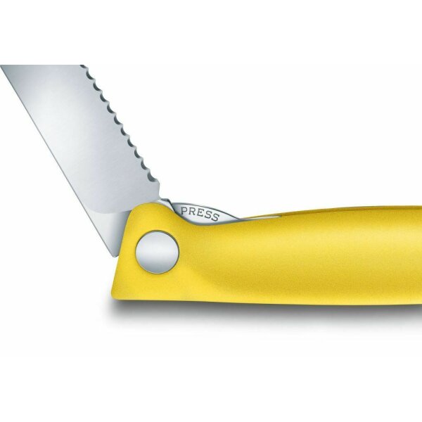 Victorinox faltb. Gemüsemesser Wellenschliff Brotzeitmesser Brötchenmesser Picknickmesser gelb