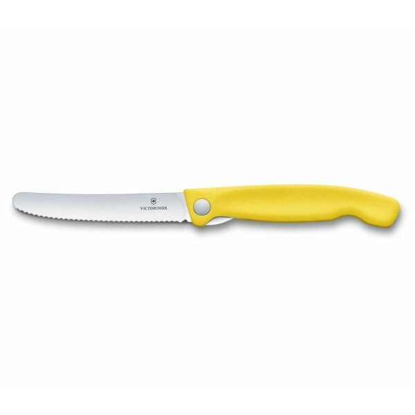 Victorinox faltb. Gemüsemesser Wellenschliff Brotzeitmesser Brötchenmesser Picknickmesser gelb