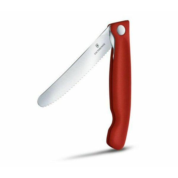 Victorinox faltb. Gemüsemesser Wellenschliff Brotzeitmesser Brötchenmesser Picknickmesser rot