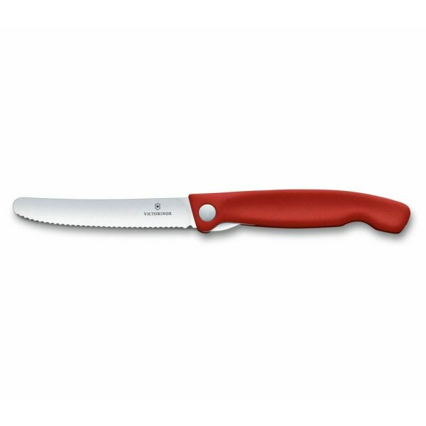 Victorinox faltb. Gemüsemesser Wellenschliff Brotzeitmesser Brötchenmesser Picknickmesser rot