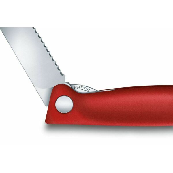 Victorinox faltb. Gemüsemesser Wellenschliff Brotzeitmesser Brötchenmesser Picknickmesser rot