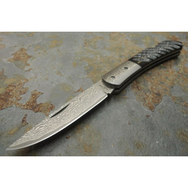 Haller Damast Taschenmesser Damastmesser 71 Lagen Büffelhorn Griff Geschenkbox