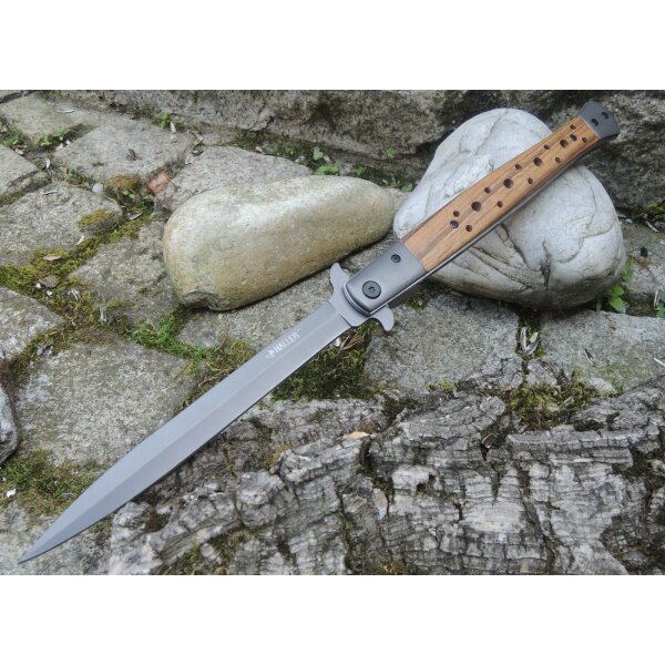 Haller Messer XXL Stiletto Taschenmesser 33,2cm 420 Stahl Zebraholzgriff