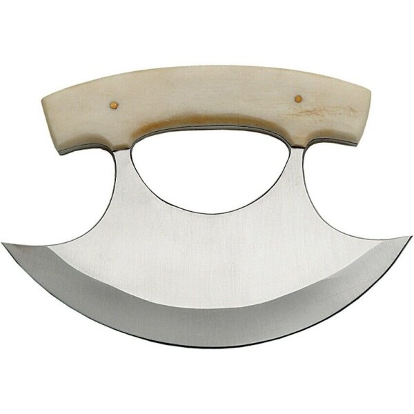 Rite Edge ULU BONE Messer Küchenmesser Ulu Knife Knochengriff Lederscheide