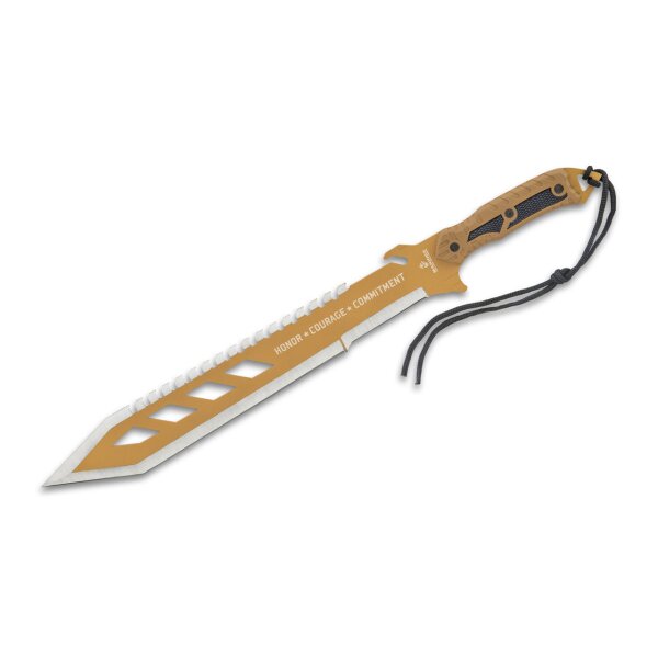 United Cutlery Messer DESERT OPS SAWBACK MACHETE Buschmesser Gold mit Scheide