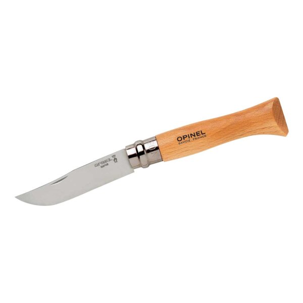 Opinel Messer No. 8 franz. Taschenmesser Sandvik Stahl mit Etui Buchenholz-Griff