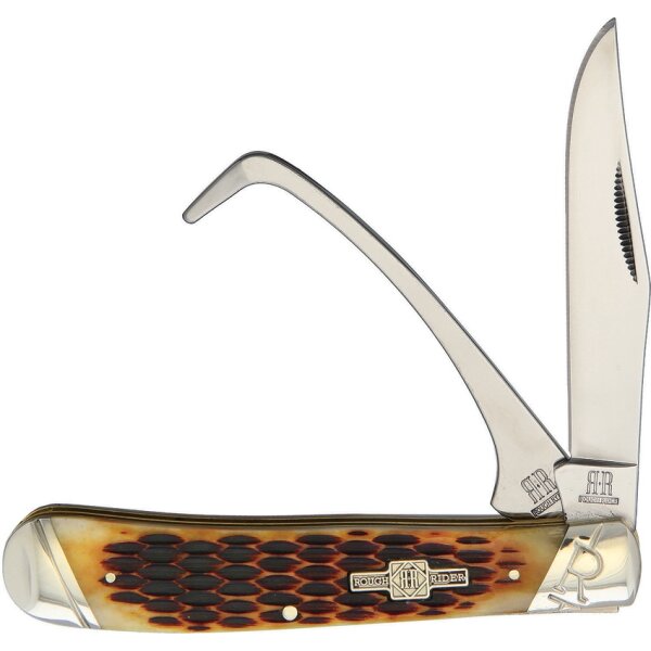 Rough Ryder Rider Messer Equestrian Trapper Amber Bone Slipjoint Knochengriff