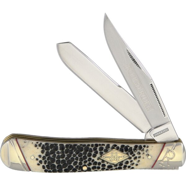 Rough Ryder Rider Trapper Buckshot Bone Messer Slipjoint 440 Stahl Knochengriff