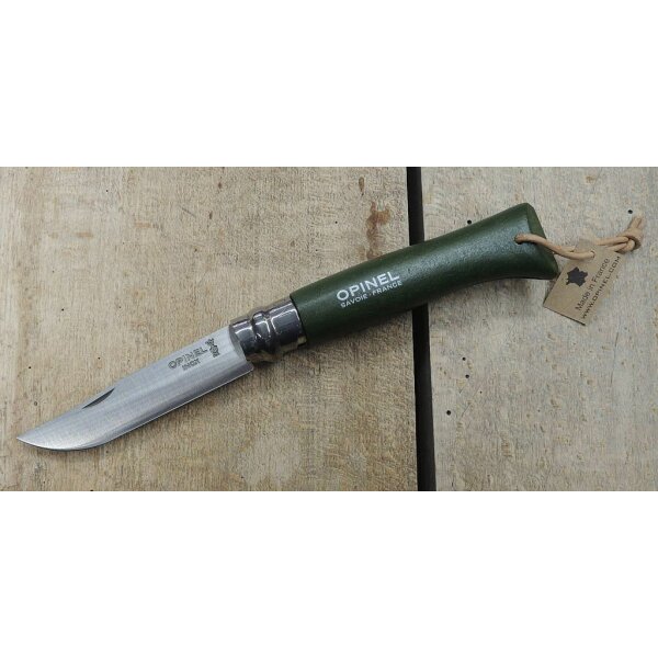 Opinel Messer No. 8 Trekking Lederriemen 12C27 Sandvik Virobloc Taschenmesser khaki