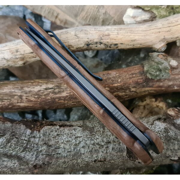 Walther Messer BWK 7 Blue Wood Knife Zweihandmesser 440C Stahl Lederetui