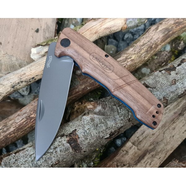 Walther Messer BWK 7 Blue Wood Knife Zweihandmesser 440C Stahl Lederetui