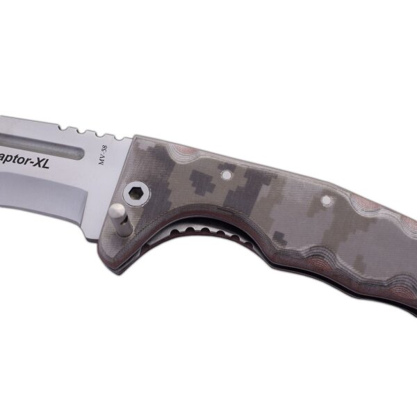 J&V Adventure Knives RAPTOR XL DESERT Messer Taschenmesser Micarta MV-58 Stahl