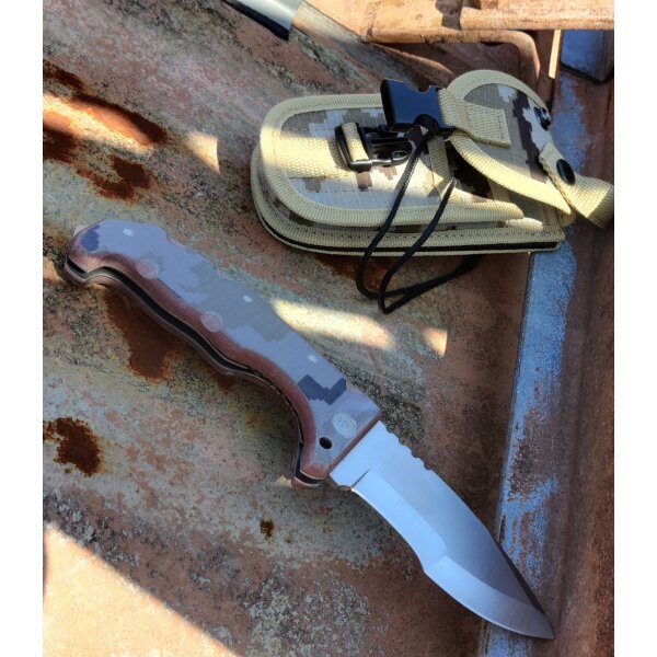 J&V Adventure Knives RAPTOR XL DESERT Messer Taschenmesser Micarta MV-58 Stahl