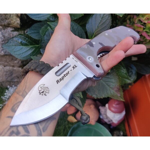 J&V Adventure Knives RAPTOR XL DESERT Messer Taschenmesser Micarta MV-58 Stahl
