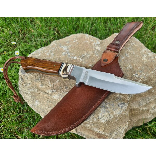 Marbles SKINNER WOOD STAG Messer Jagdmesser Edelstahl Holzgriff mit Lederscheide