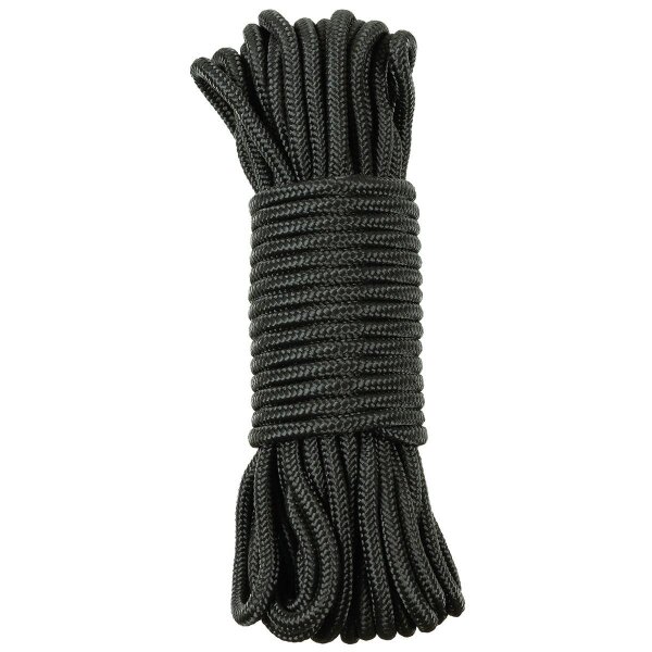 (0,19€/m) MFH Commando Seil Tau Schnur Schwarz 5mm / 15m
