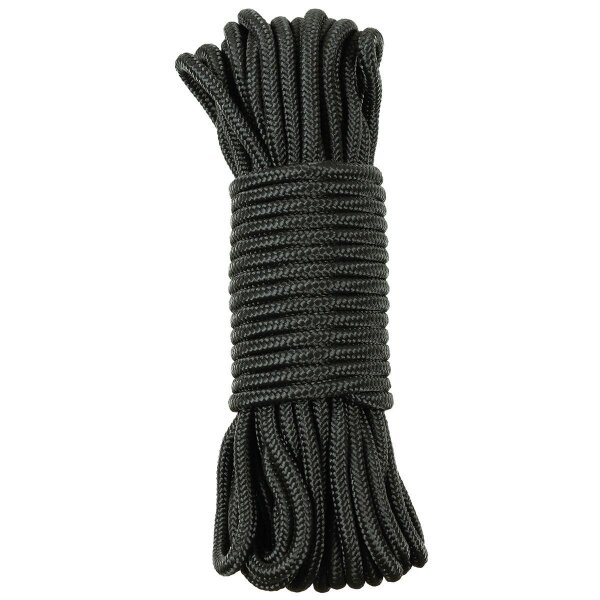 (0,42€/m) MFH Commando Seil Tau Schnur Schwarz 9mm / 15m