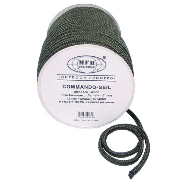 (0,35€/mm) MFH Commando Seil Tau Schnur Oliv 7mm / 60m