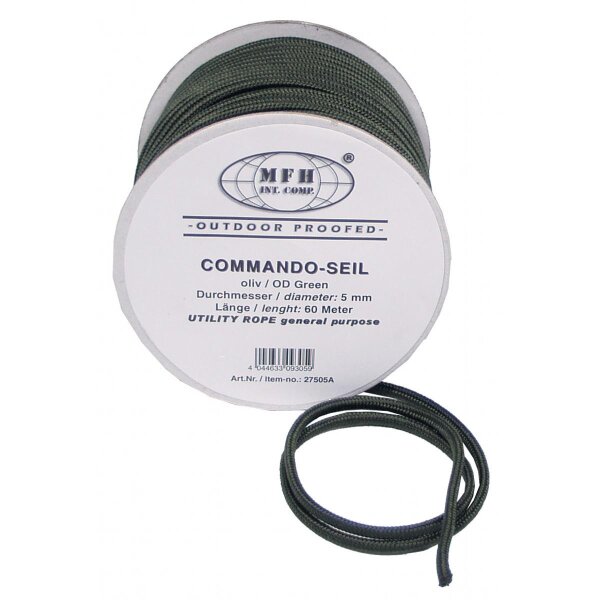 (0,18€/m) MFH Commando Seil Tau Schnur Oliv 5mm / 60m